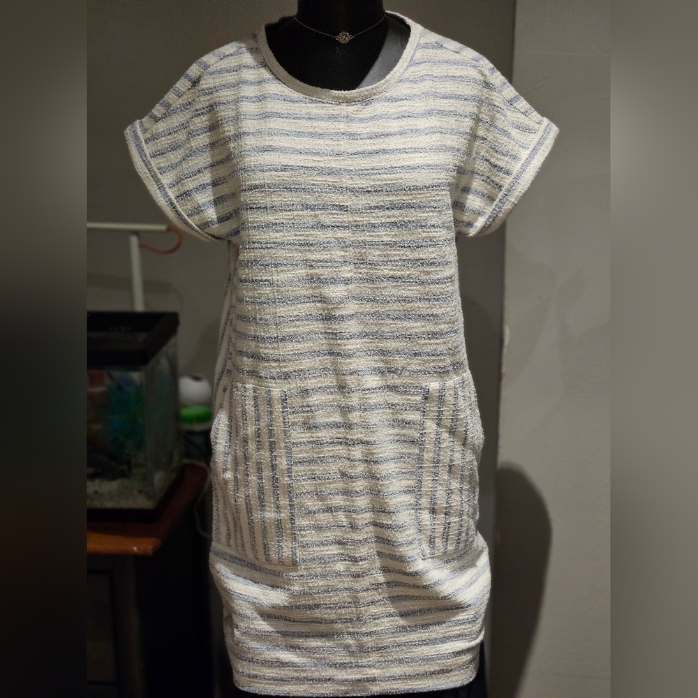 Lou & Grey Blue and White Striped Dress